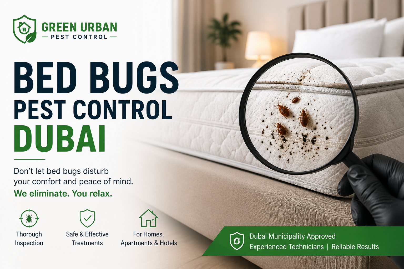 Bed bugs pest control Dubai technician treating a bedroom