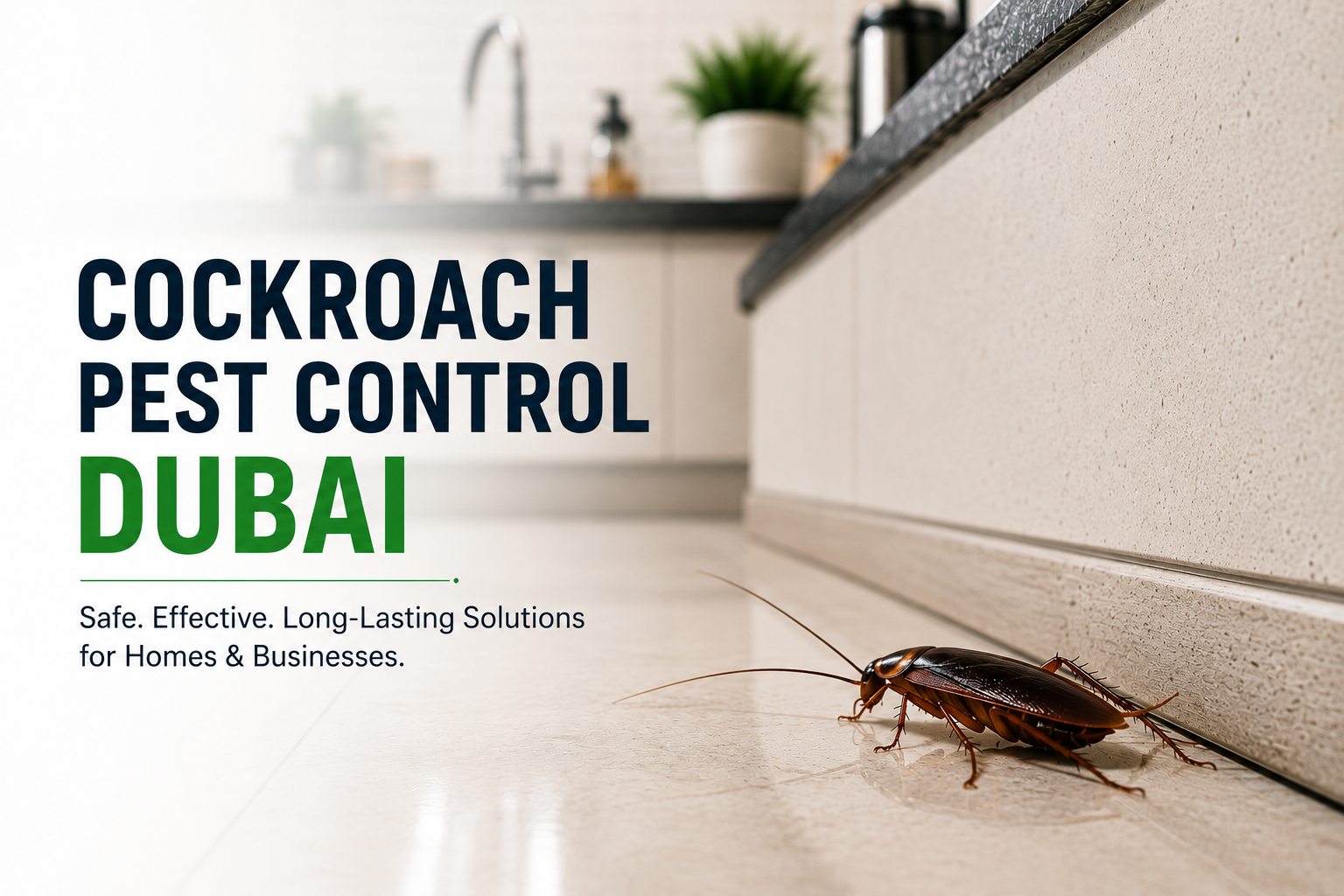 Cockroach pest control Dubai technicians treating a kitchen